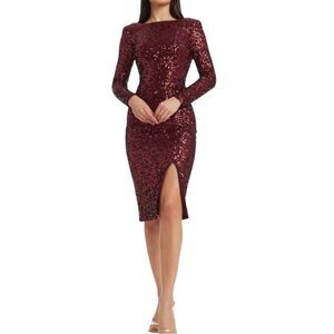 Dress‎ The Population Sequin Midi Dress Medium Long Sleeve Stretch Bodycon